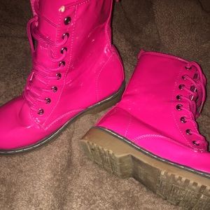 Hot Pink Leather Boots